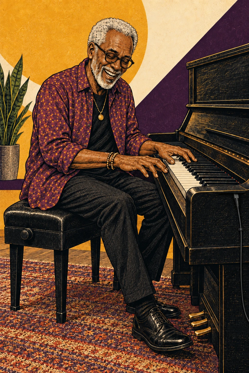 Jazz chord-learning pathway artwork. Seventh chords, guide tones, and essential movement.